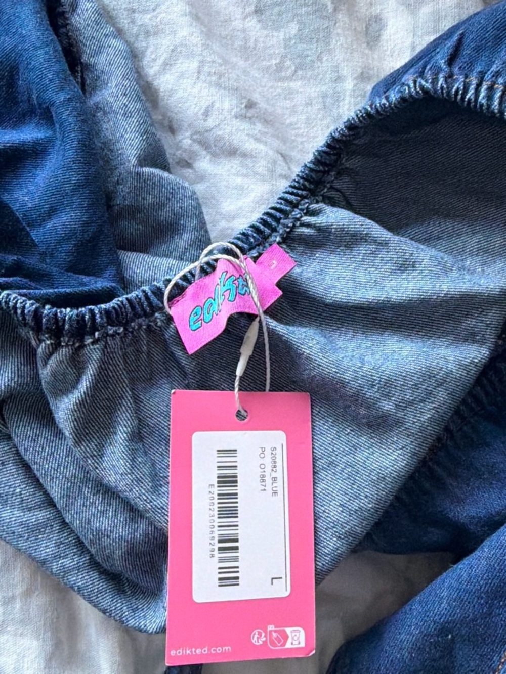 Edikted Blue Denim-Look Tank Top